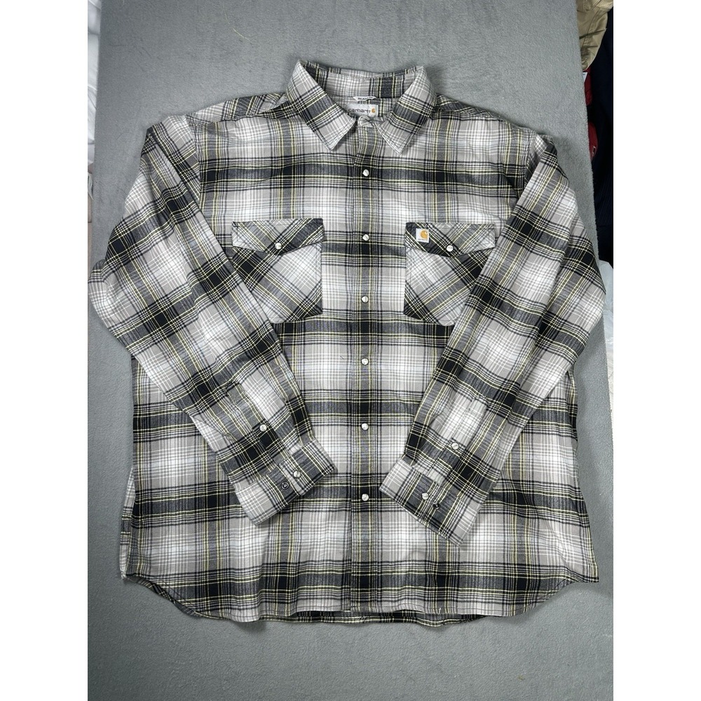 Carhartt 104449 APH Flannel Shirt Mens 2XL Pearl Snap Rugged Flex Plaid NWOT